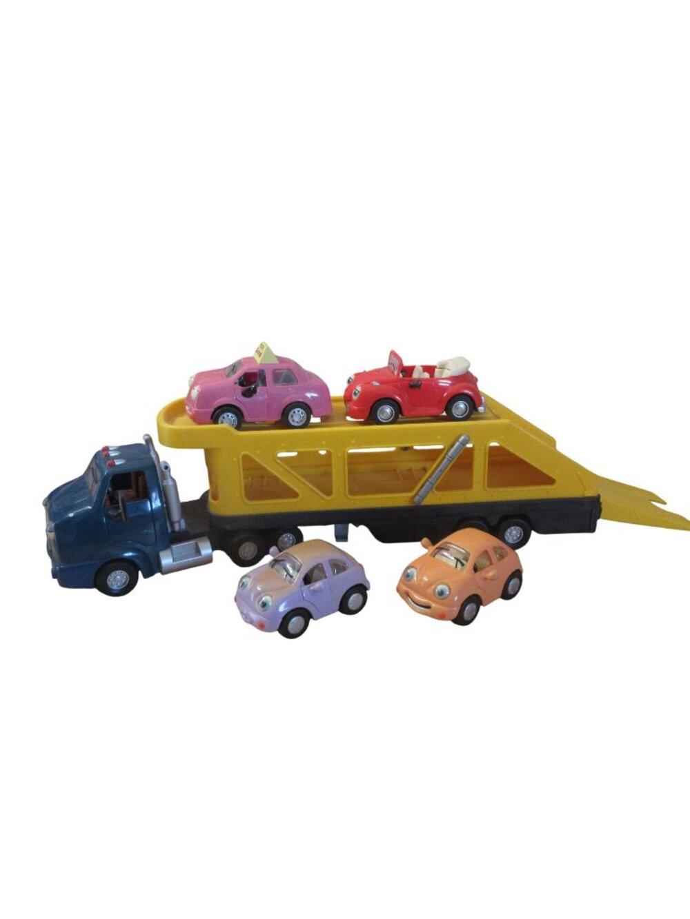 The Chevron Cars Cary Carrier No. 14 Truck & Trailer & 4 Cars Toys LOT